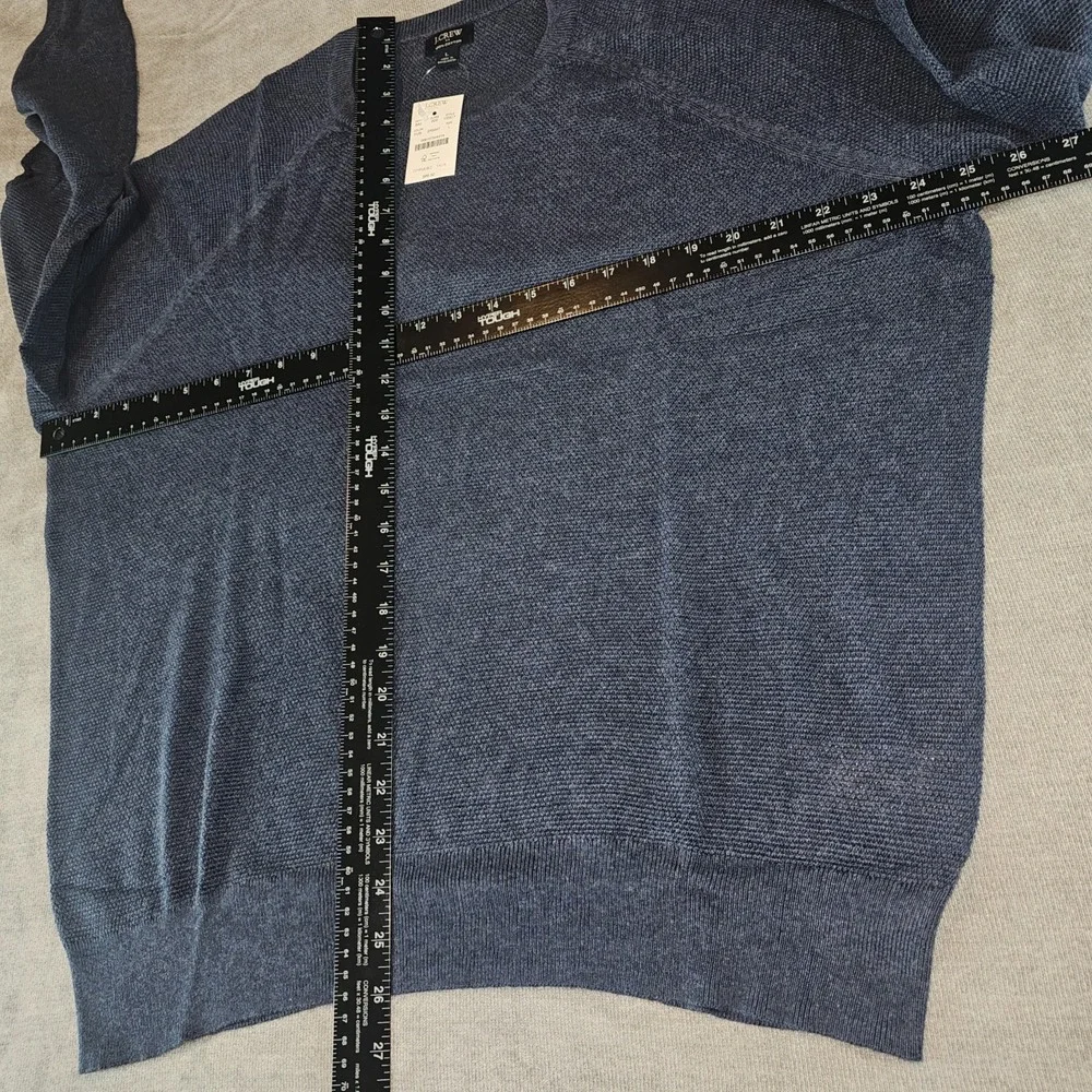 J.Crew Crewneck Sweater Men's Large Blue 100% Cotton Textured Raglan L CD617
